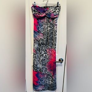 Strapless Maxi Dress Pink Purple Gray - Size Small - NWOT